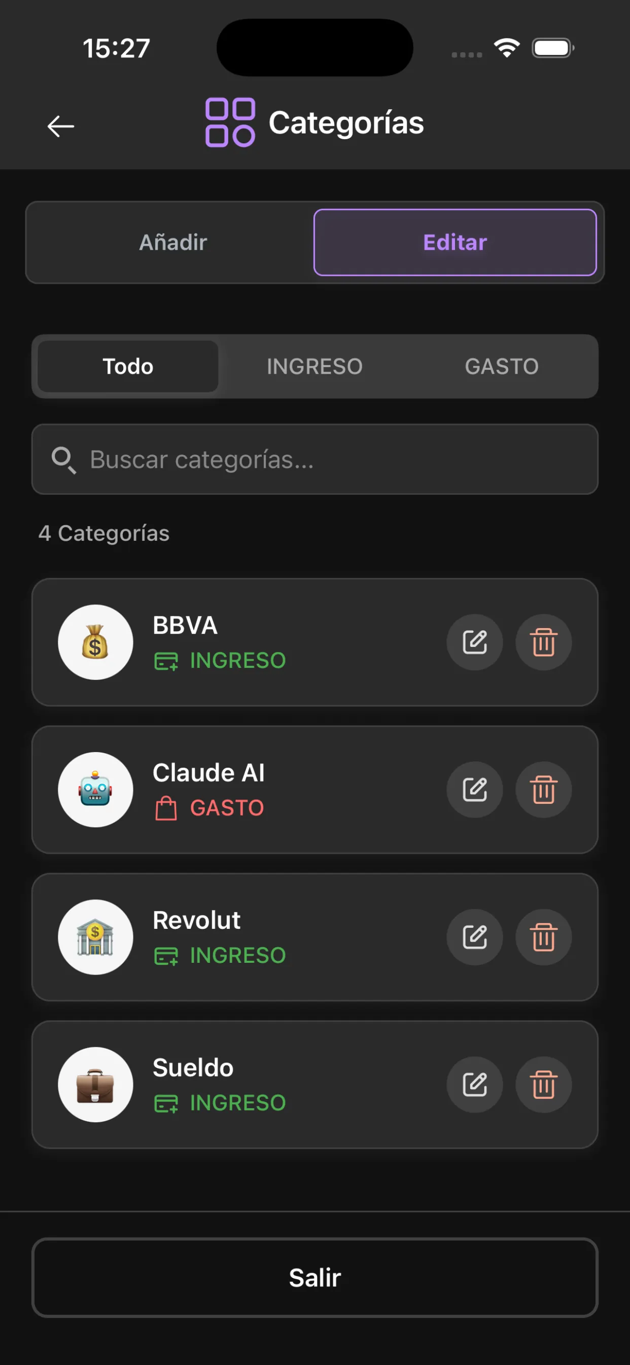 Gestión y Categorización de Gastos