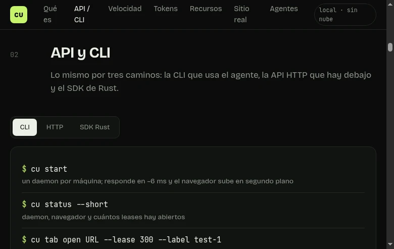 CLI, HTTP y SDK de Rust, con lotes